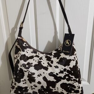Ashwood Leather Cow Print Bag NWT